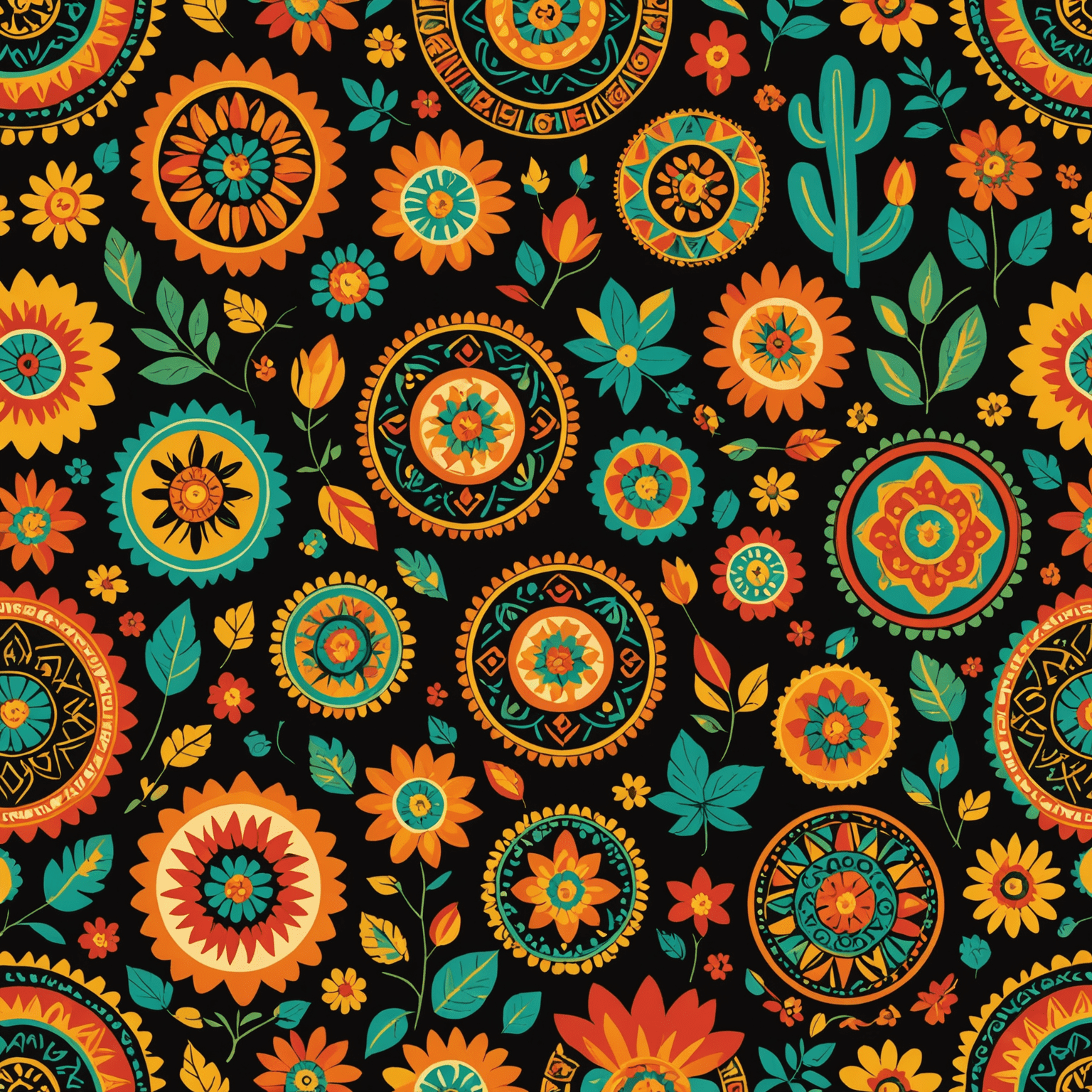 Imagen que muestra elementos de diseño web con motivos y colores tradicionales mexicanos